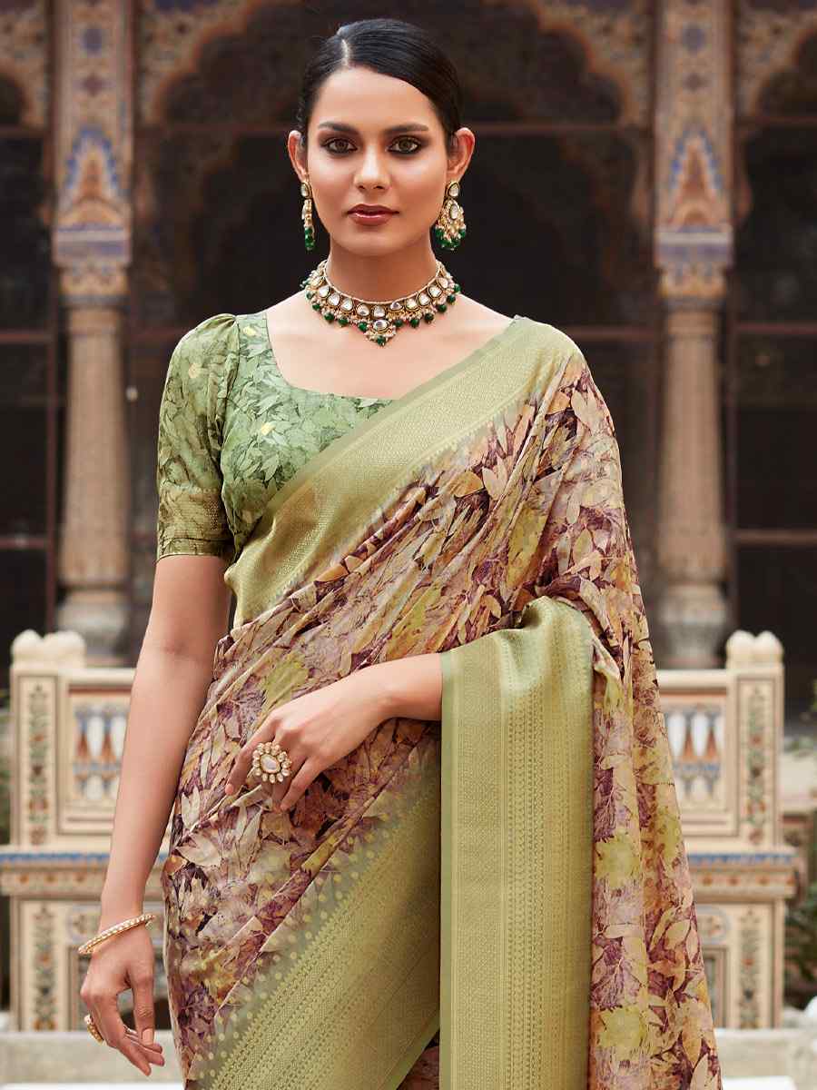 Multi Soft Tissue Silk  Handwoven Festival Casual Heavy Border Saree