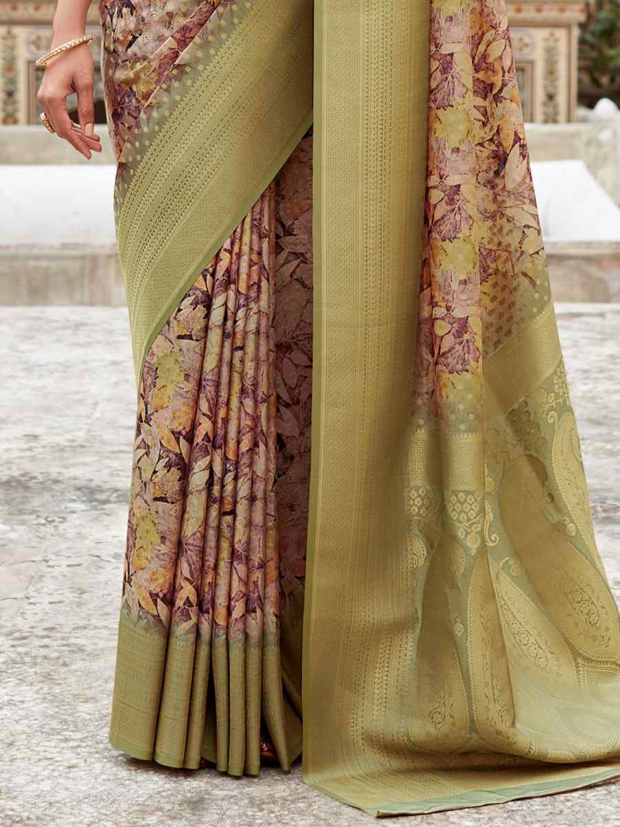 Multi Soft Tissue Silk  Handwoven Festival Casual Heavy Border Saree