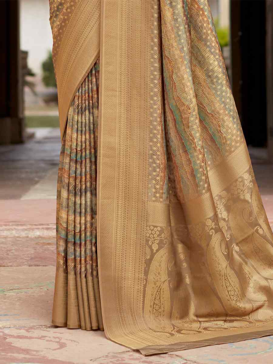 Multi Soft Tissue Silk  Handwoven Festival Casual Heavy Border Saree