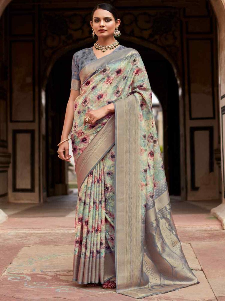 Multi Soft Tissue Silk  Handwoven Festival Casual Heavy Border Saree