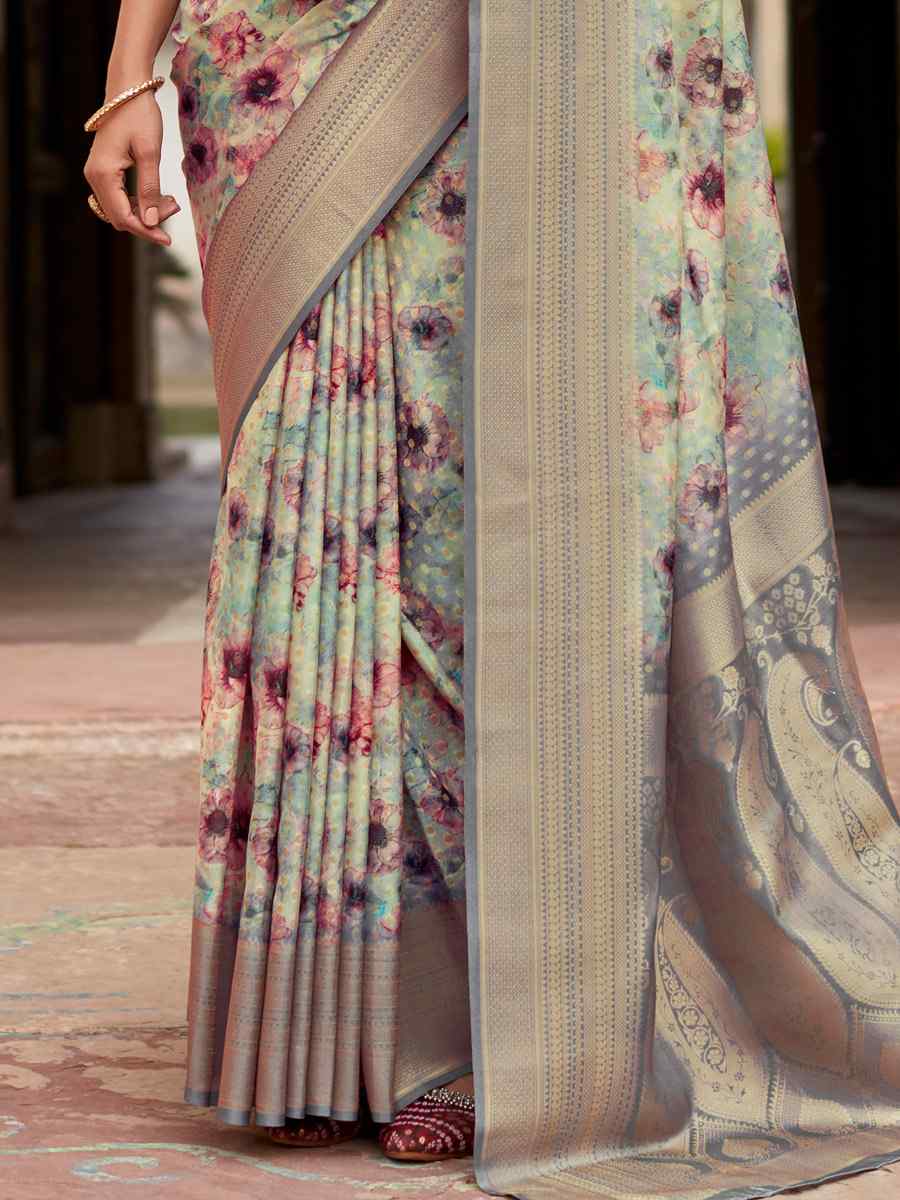 Multi Soft Tissue Silk  Handwoven Festival Casual Heavy Border Saree