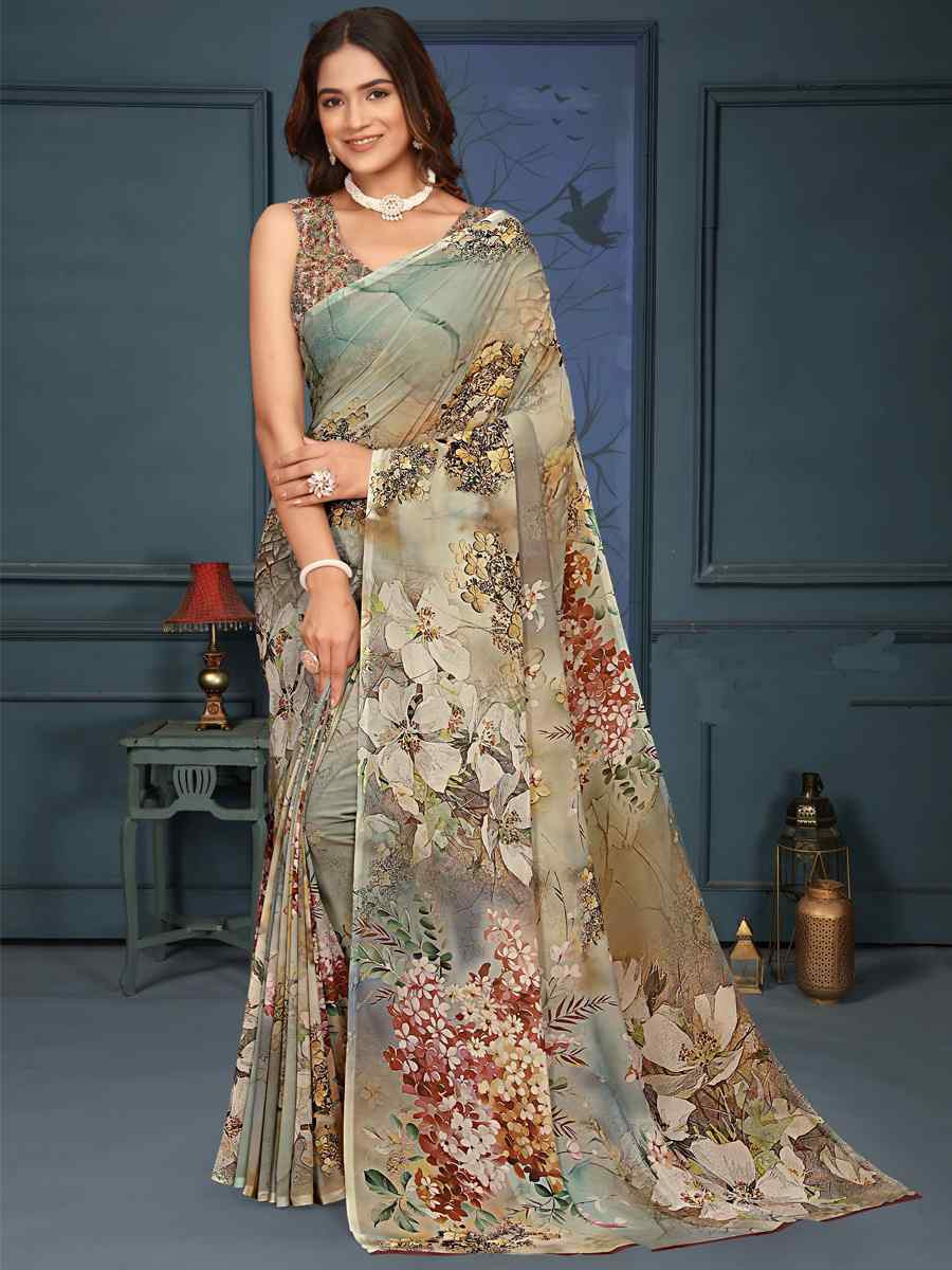 Multi Soft Weightless Printed Festival Casual Contemporary Saree