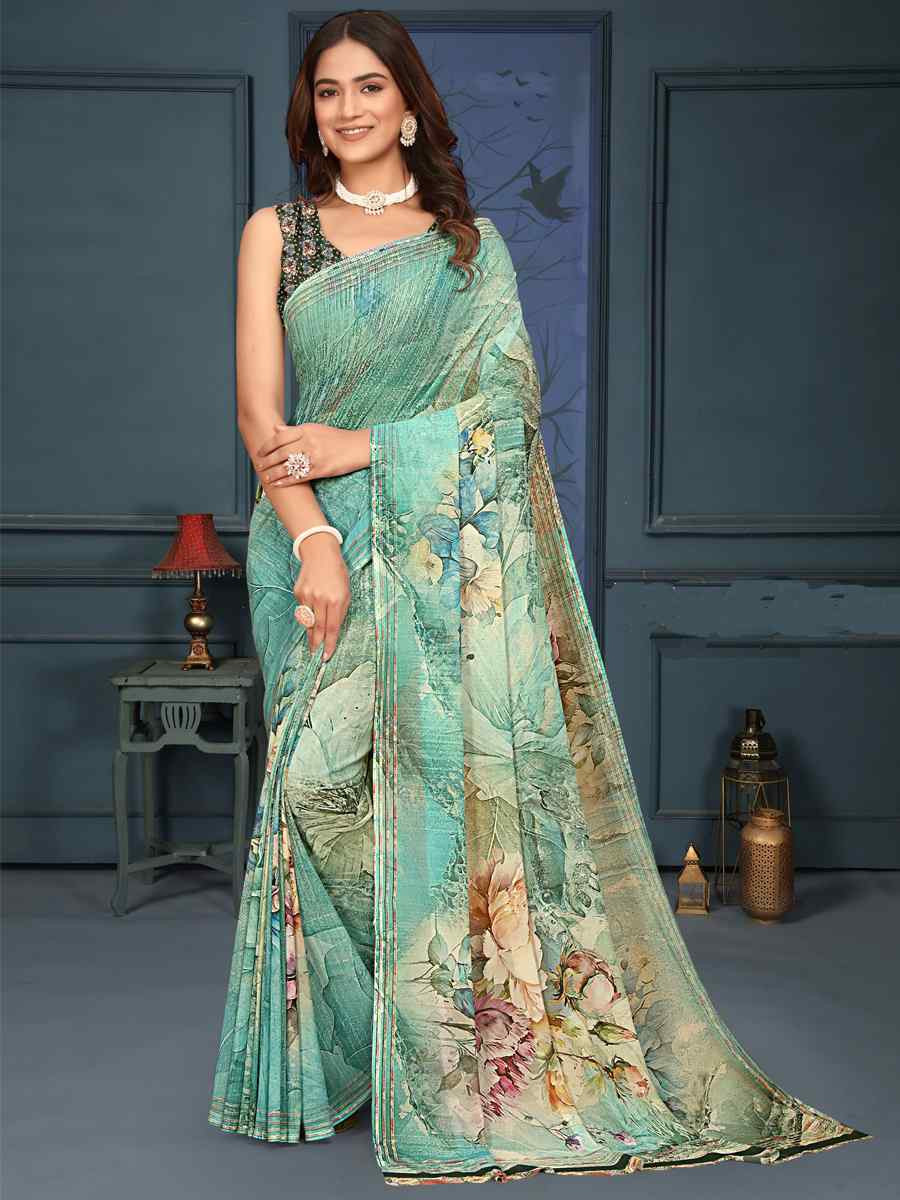 Multi Soft Weightless Printed Festival Casual Contemporary Saree