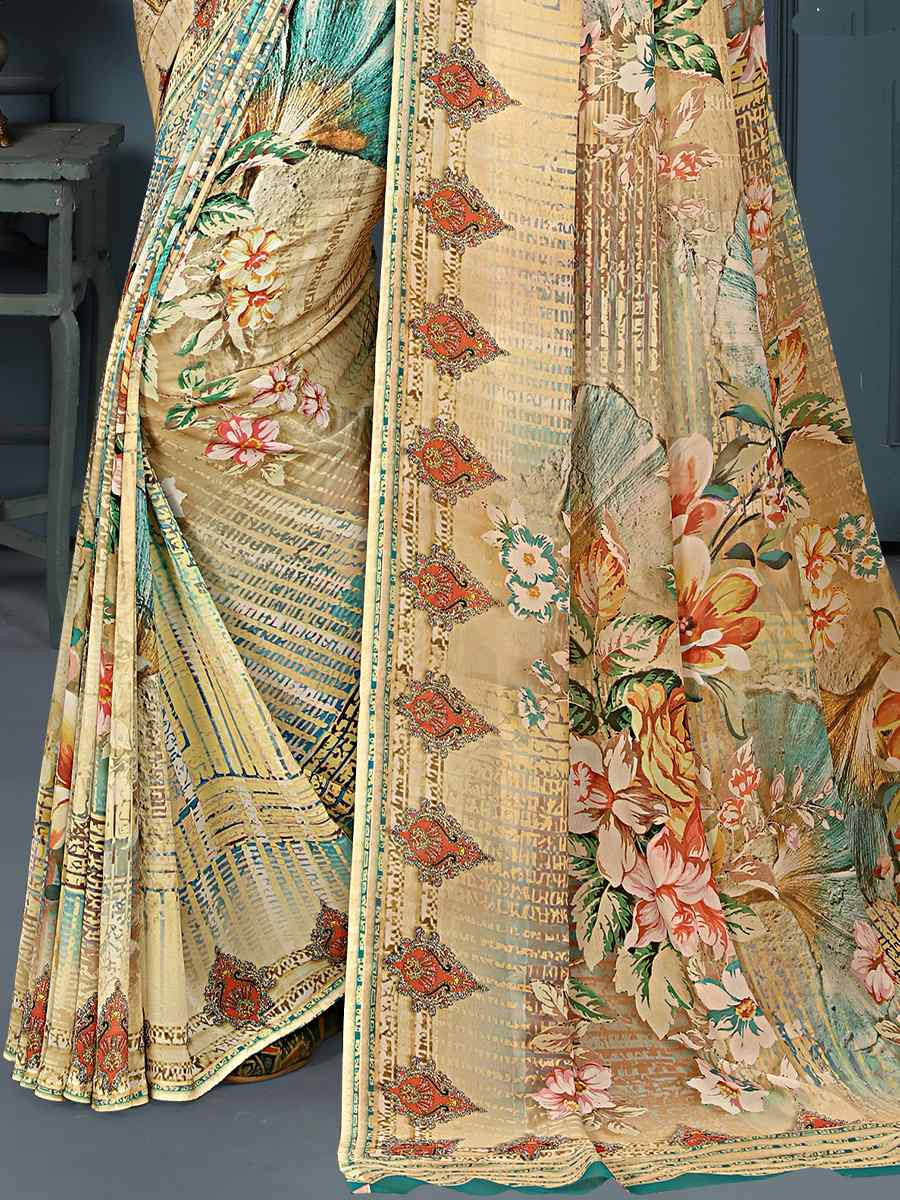 Multi Soft Weightless Printed Festival Casual Contemporary Saree