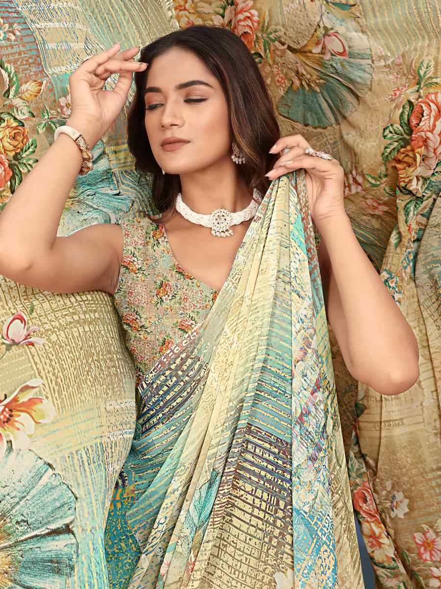 Multi Soft Weightless Printed Festival Casual Contemporary Saree