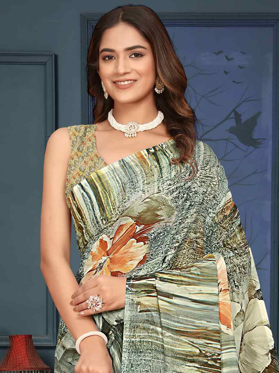 Multi Soft Weightless Printed Festival Casual Contemporary Saree