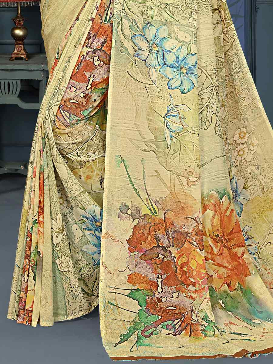 Multi Soft Weightless Printed Festival Casual Contemporary Saree