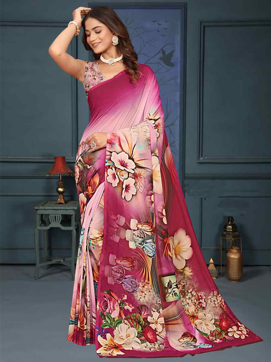 Multi Soft Weightless Printed Festival Casual Contemporary Saree