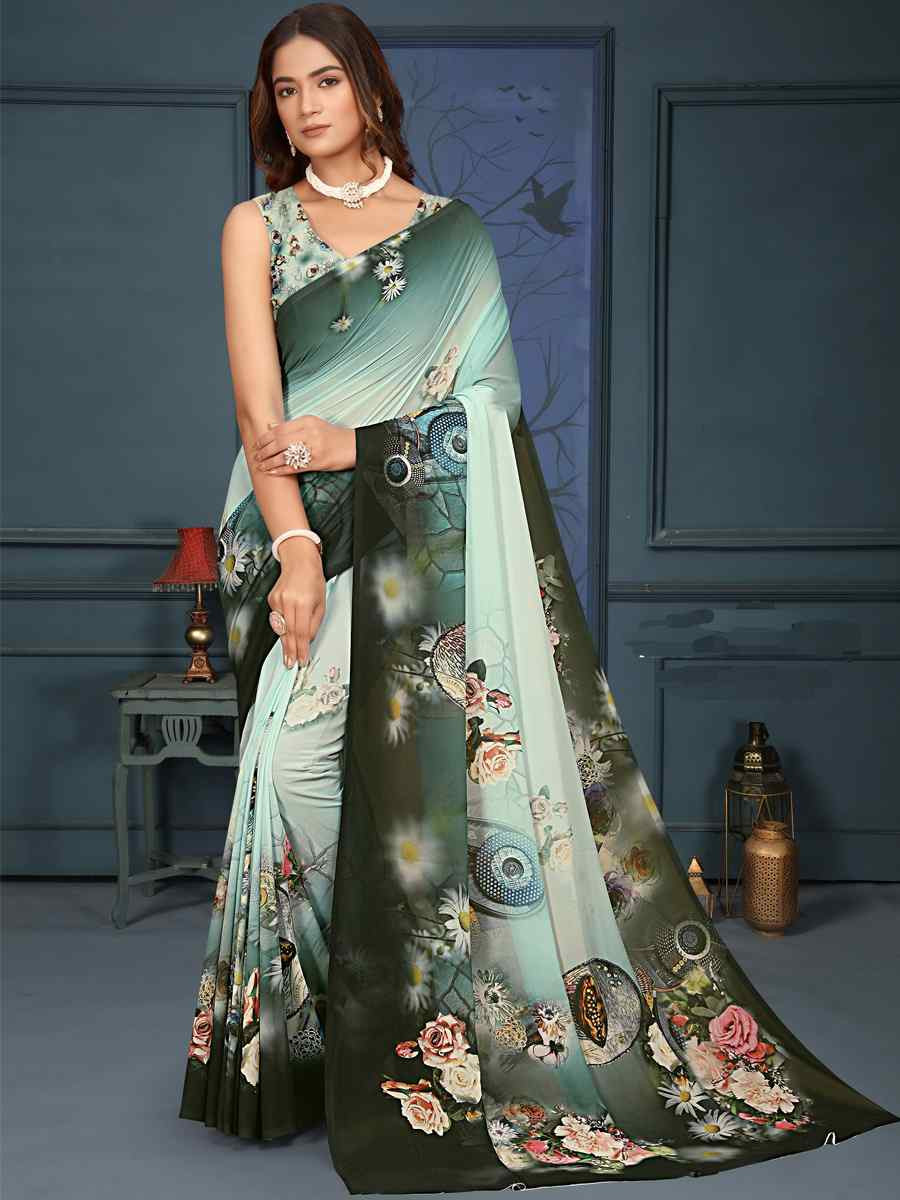 Multi Soft Weightless Printed Festival Casual Contemporary Saree