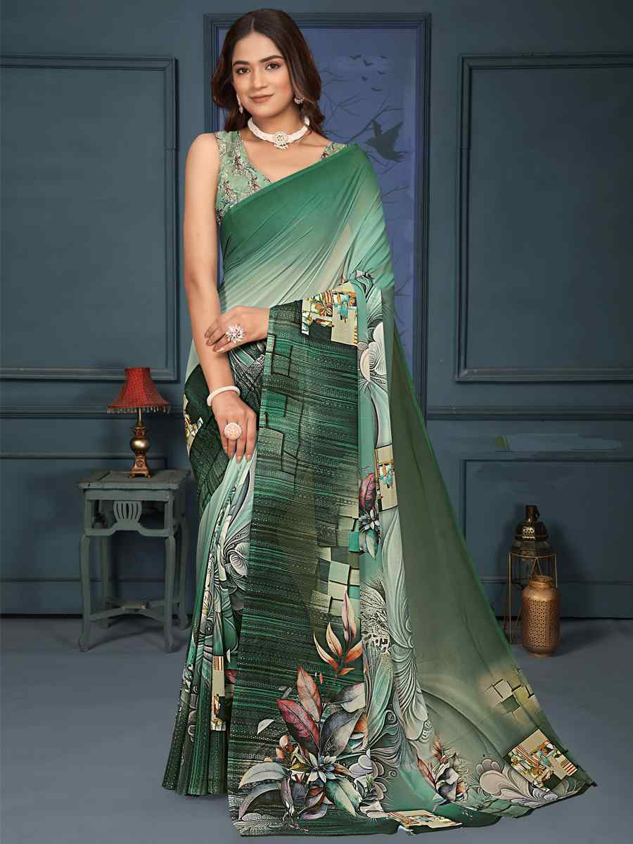 Multi Soft Weightless Printed Festival Casual Contemporary Saree