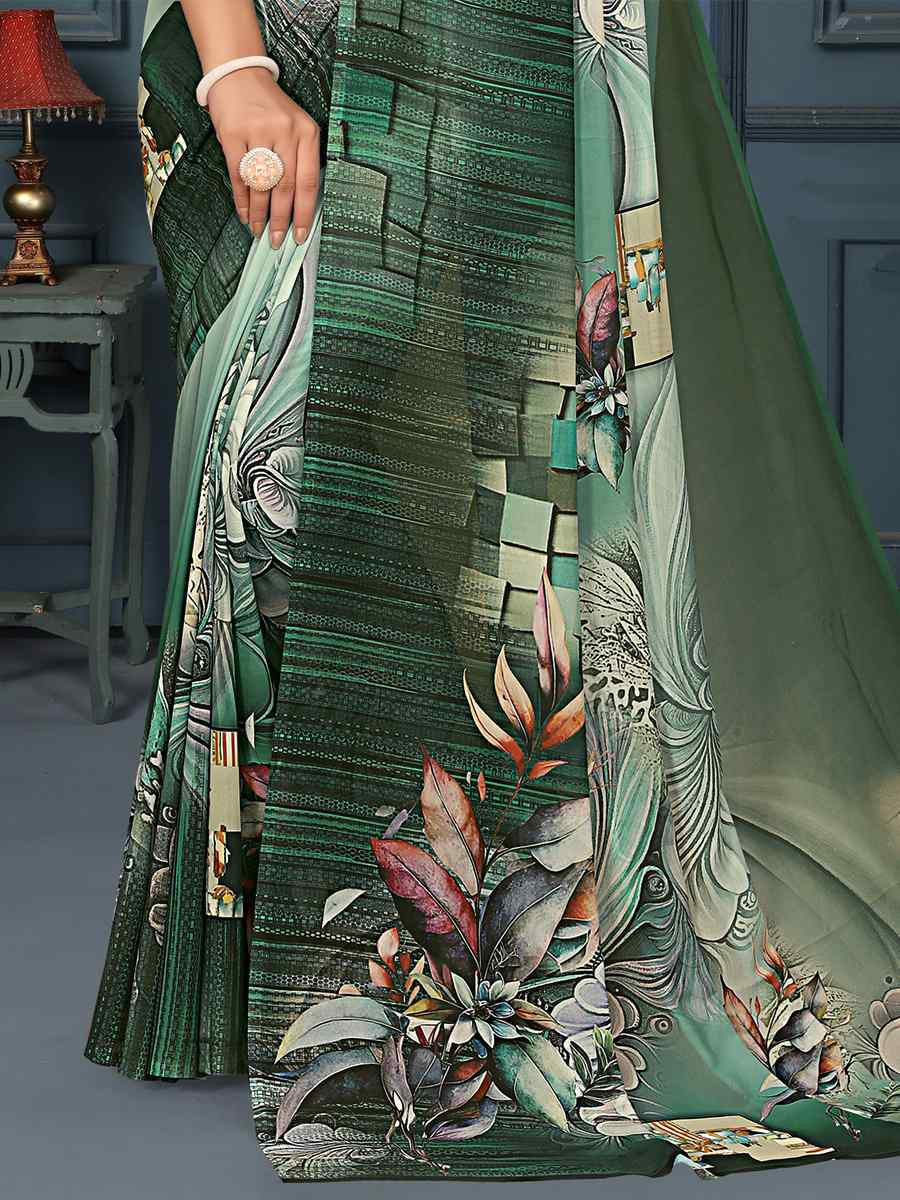 Multi Soft Weightless Printed Festival Casual Contemporary Saree