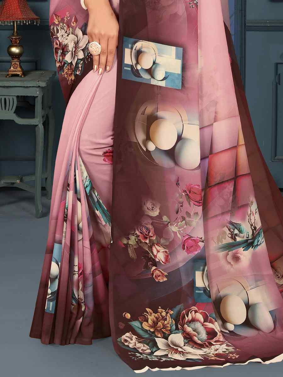 Multi Soft Weightless Printed Festival Casual Contemporary Saree