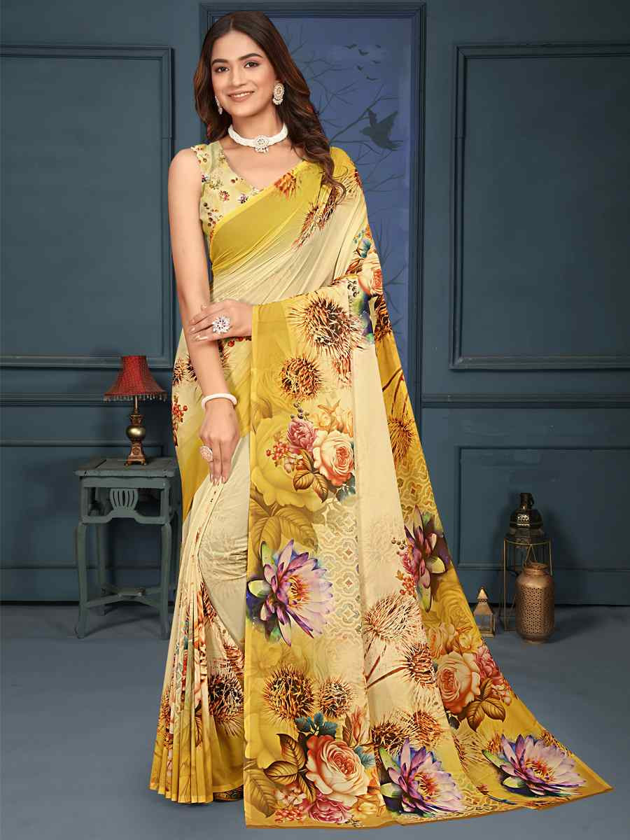 Multi Soft Weightless Printed Festival Casual Contemporary Saree