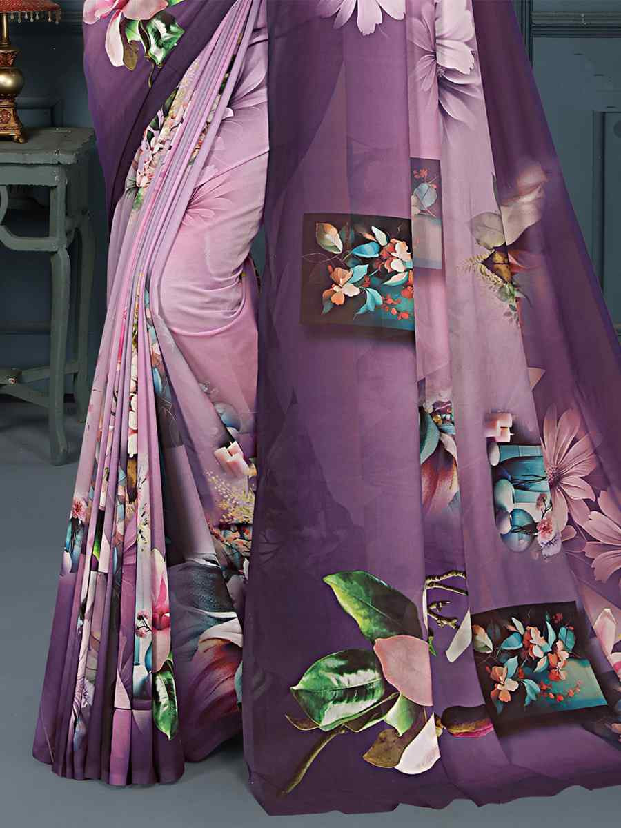 Multi Soft Weightless Printed Festival Casual Contemporary Saree