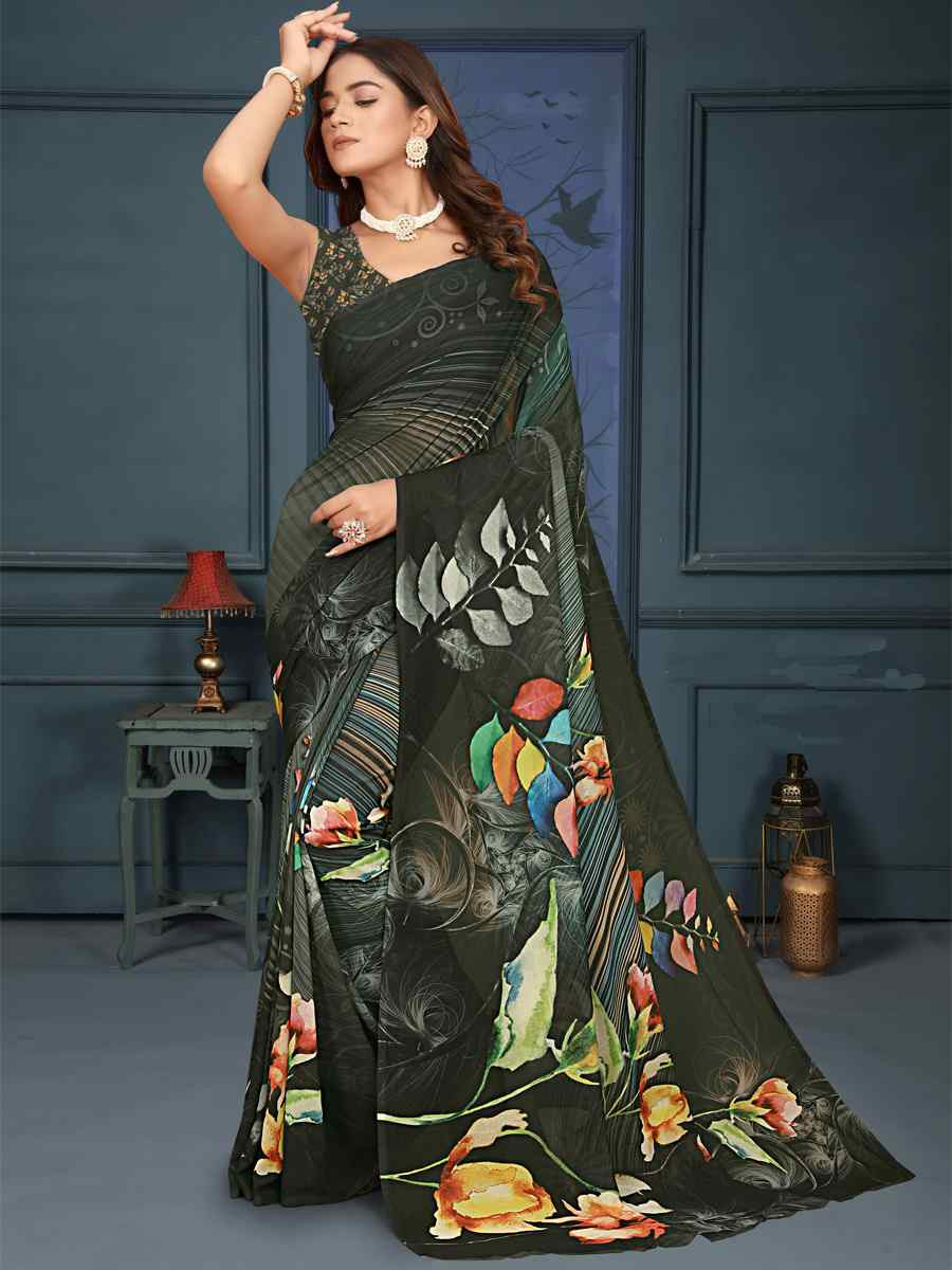 Multi Soft Weightless Printed Festival Casual Contemporary Saree