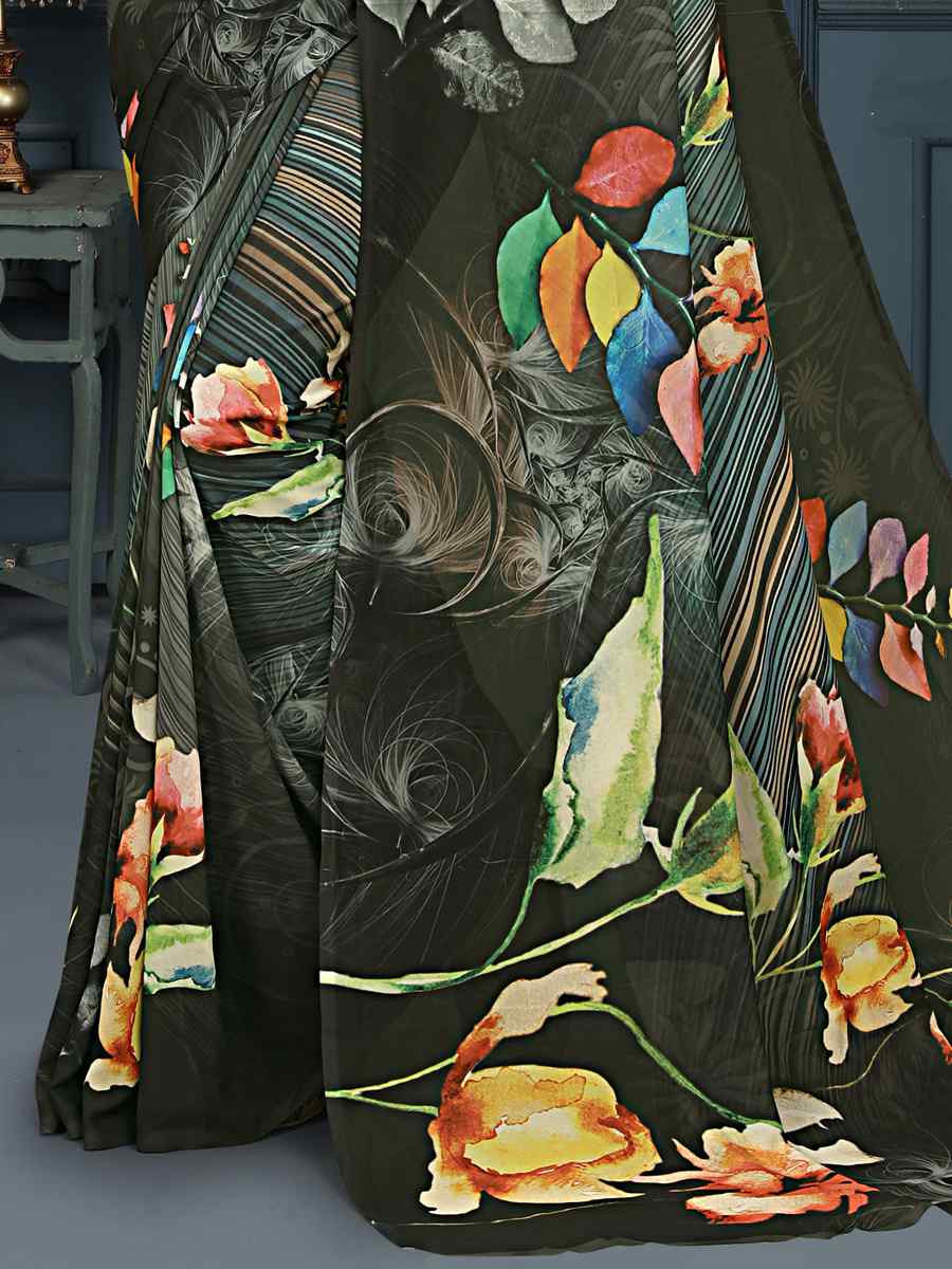 Multi Soft Weightless Printed Festival Casual Contemporary Saree