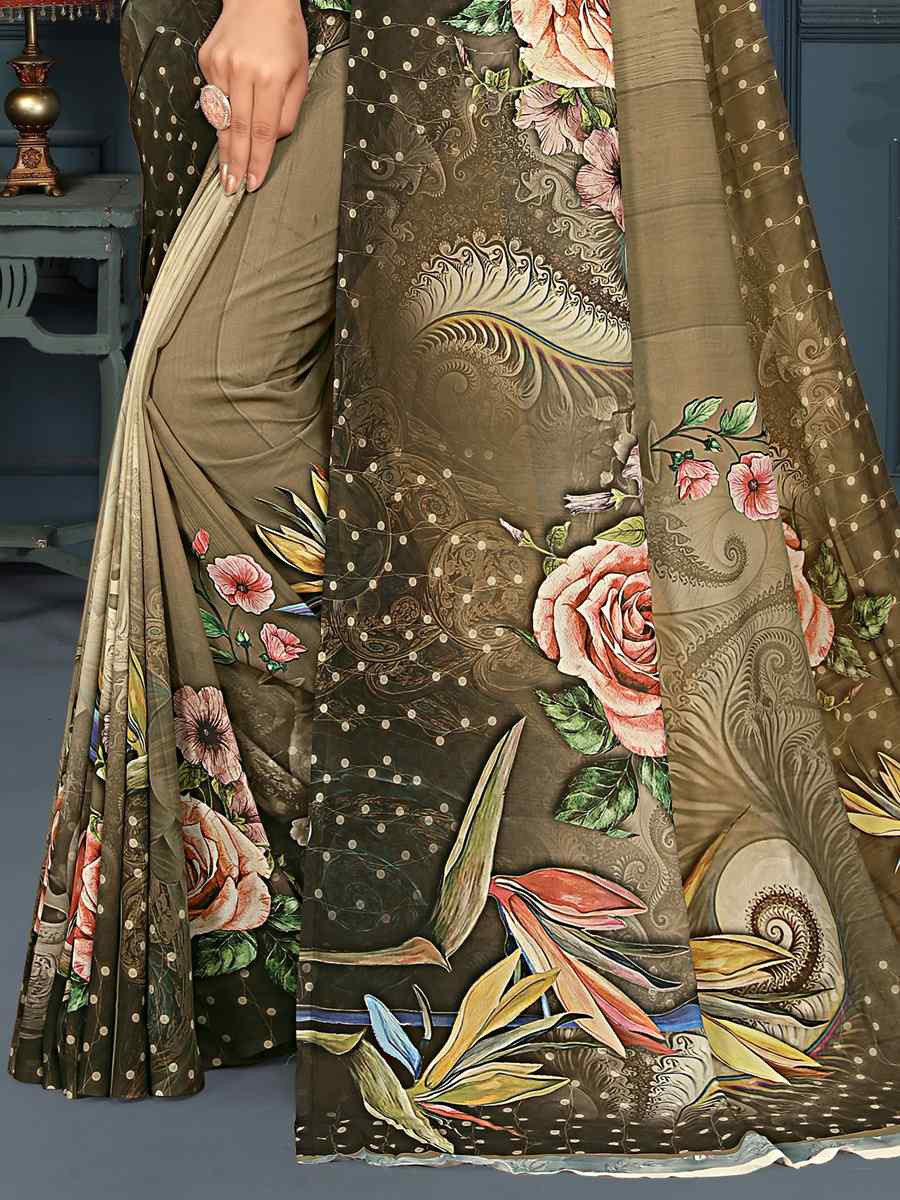 Multi Soft Weightless Printed Festival Casual Contemporary Saree