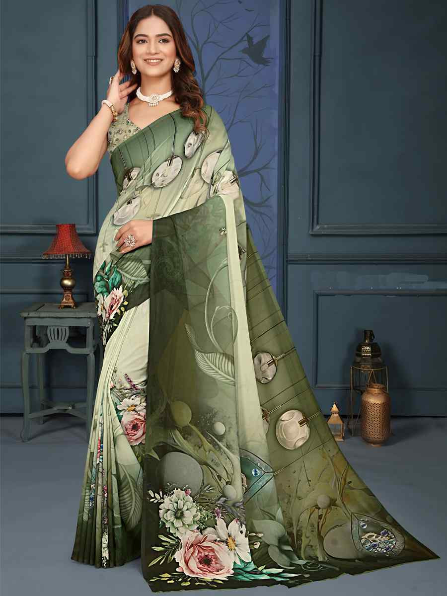 Multi Soft Weightless Printed Festival Casual Contemporary Saree