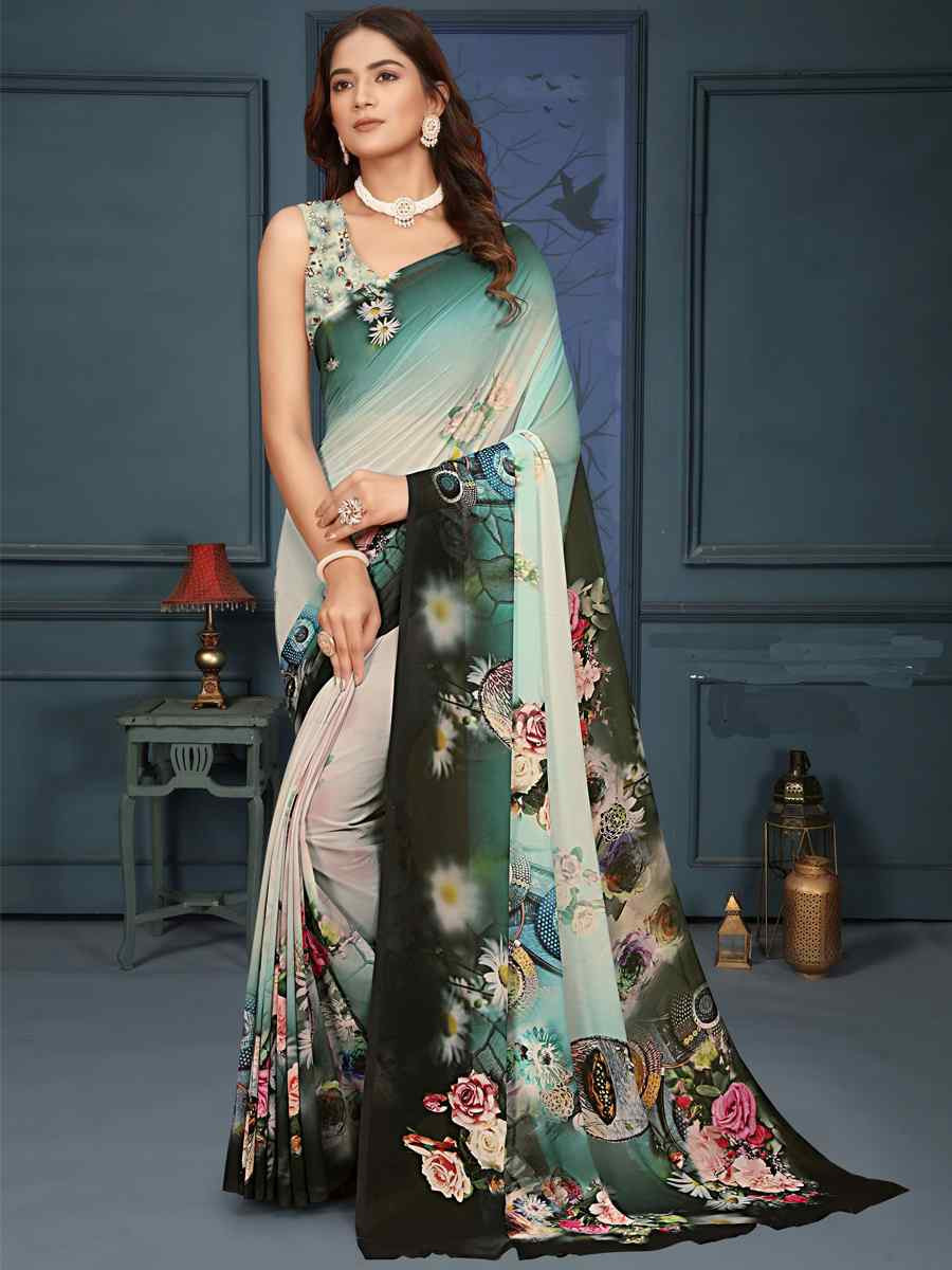 Multi Soft Weightless Printed Festival Casual Contemporary Saree