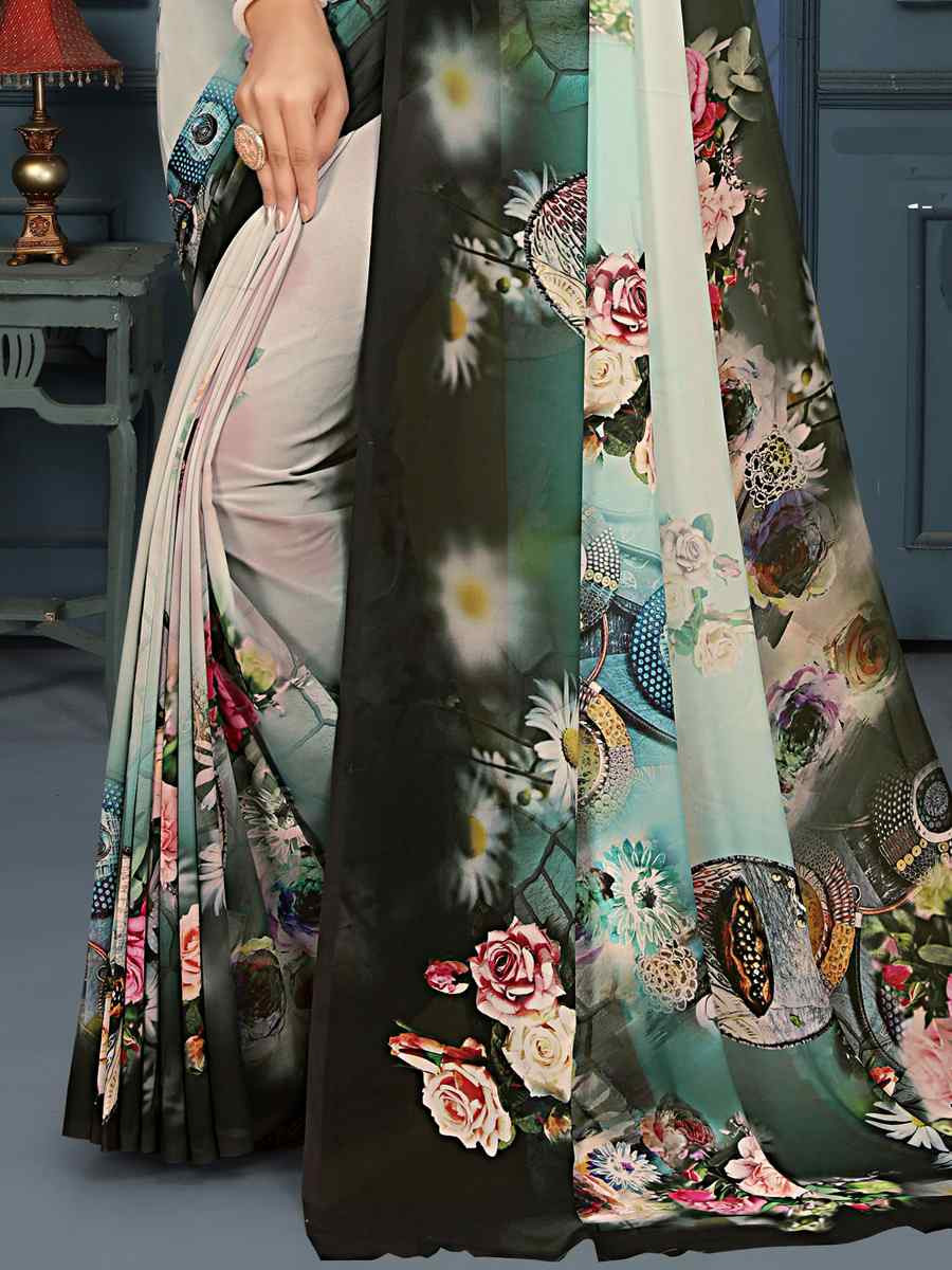 Multi Soft Weightless Printed Festival Casual Contemporary Saree