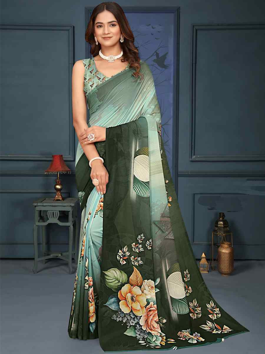 Multi Soft Weightless Printed Festival Casual Contemporary Saree