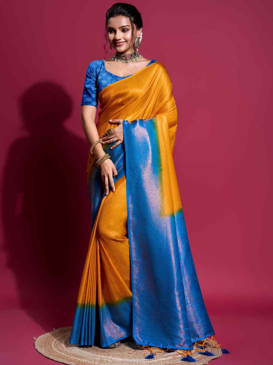 Multi Soft Zari Handwoven Festival Wedding Heavy Border Saree