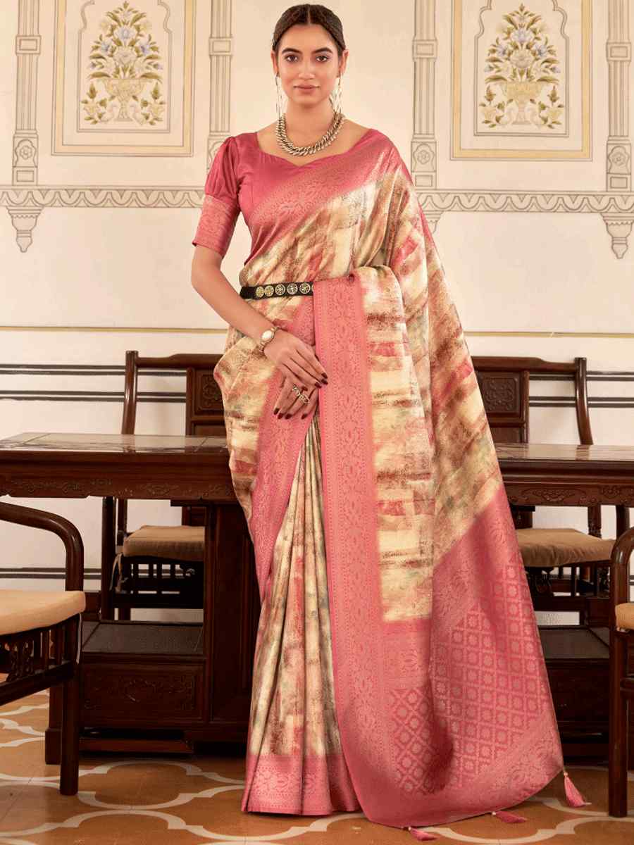 Multi Softy Nylon Handwoven Festival Wedding Heavy Border Saree