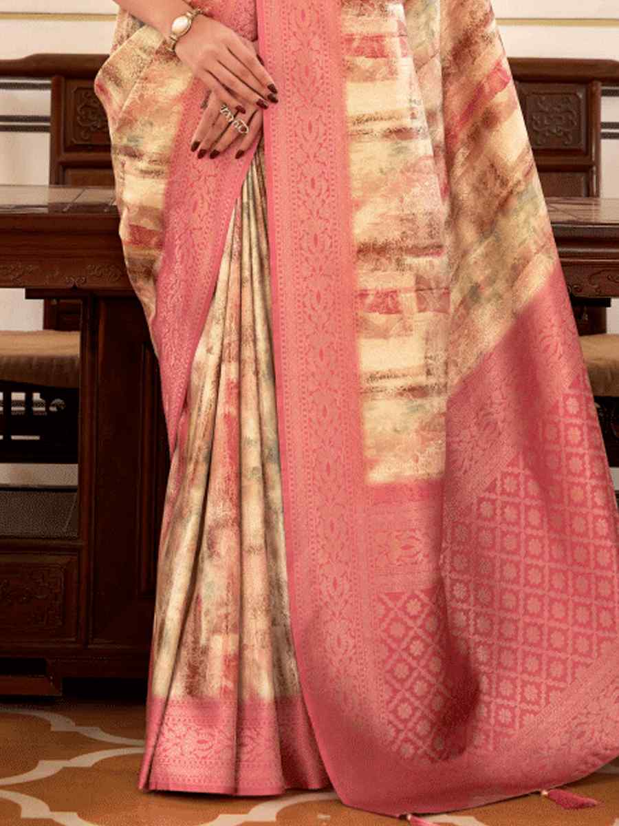 Multi Softy Nylon Handwoven Festival Wedding Heavy Border Saree