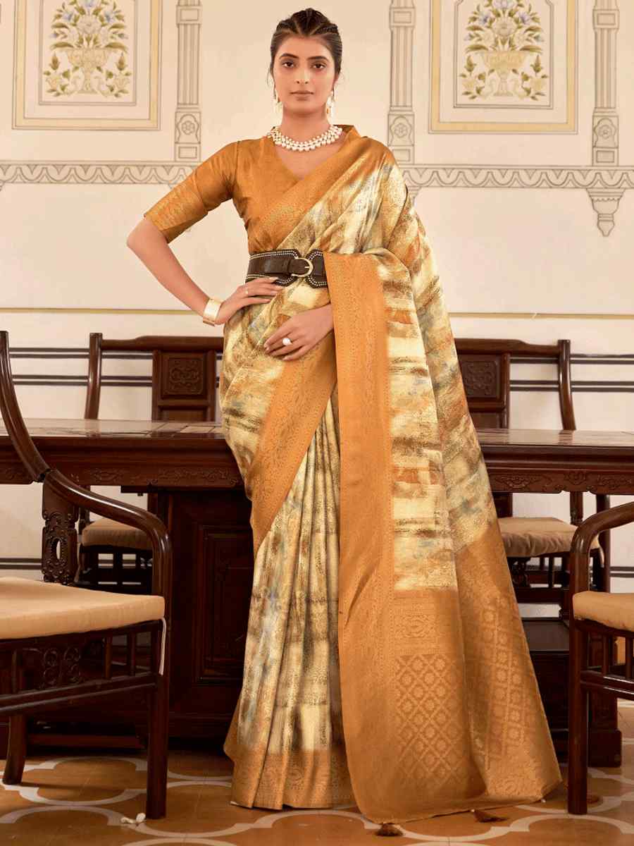 Multi Softy Nylon Handwoven Festival Wedding Heavy Border Saree