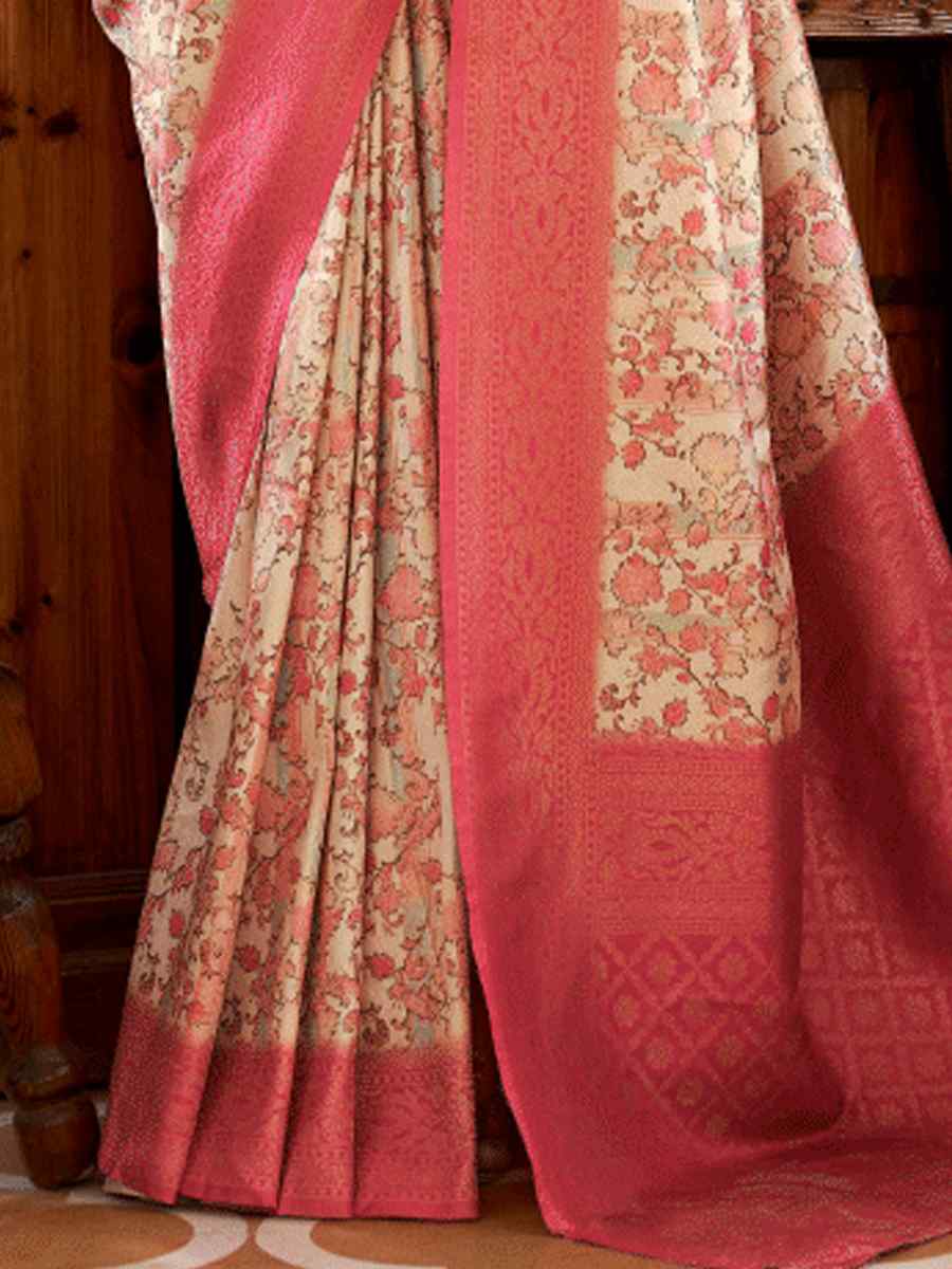 Multi Softy Nylon Handwoven Festival Wedding Heavy Border Saree