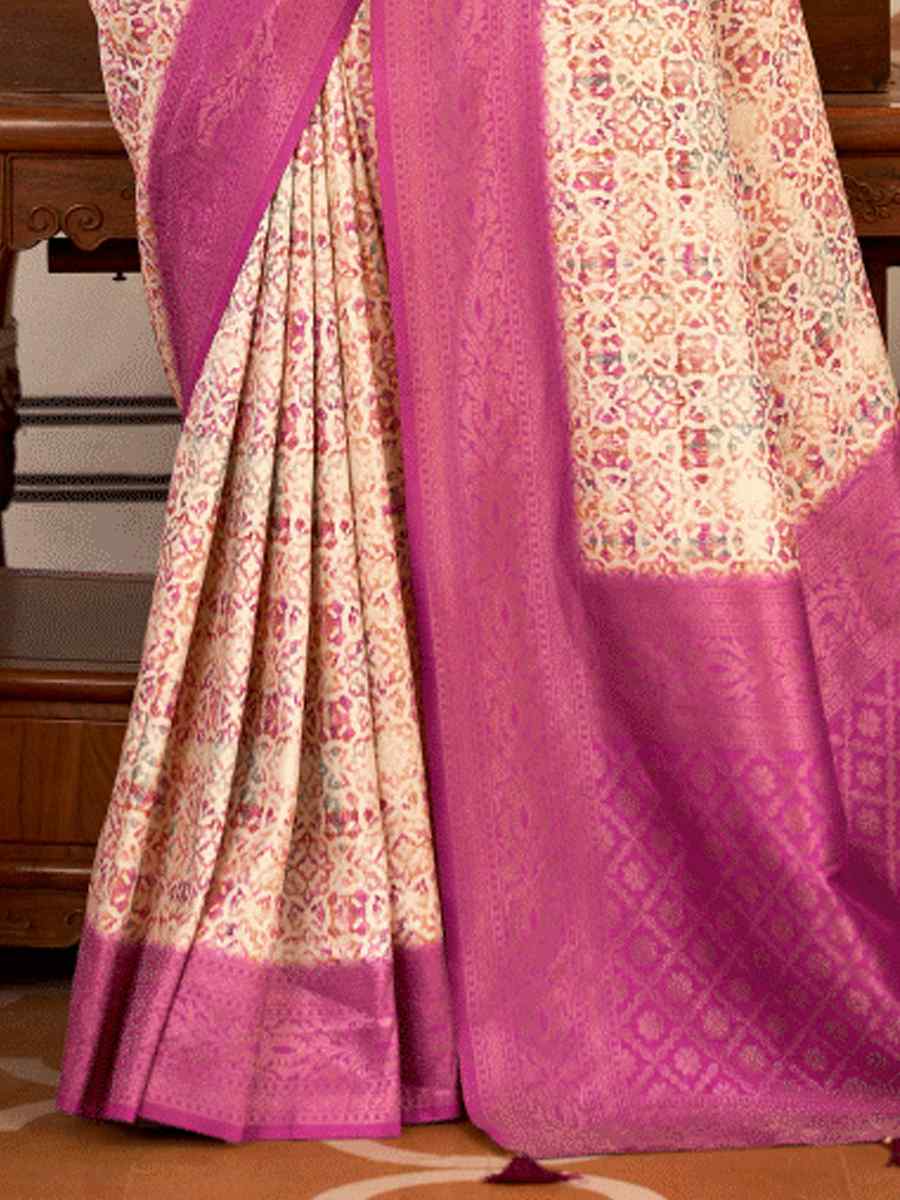 Multi Softy Nylon Handwoven Festival Wedding Heavy Border Saree