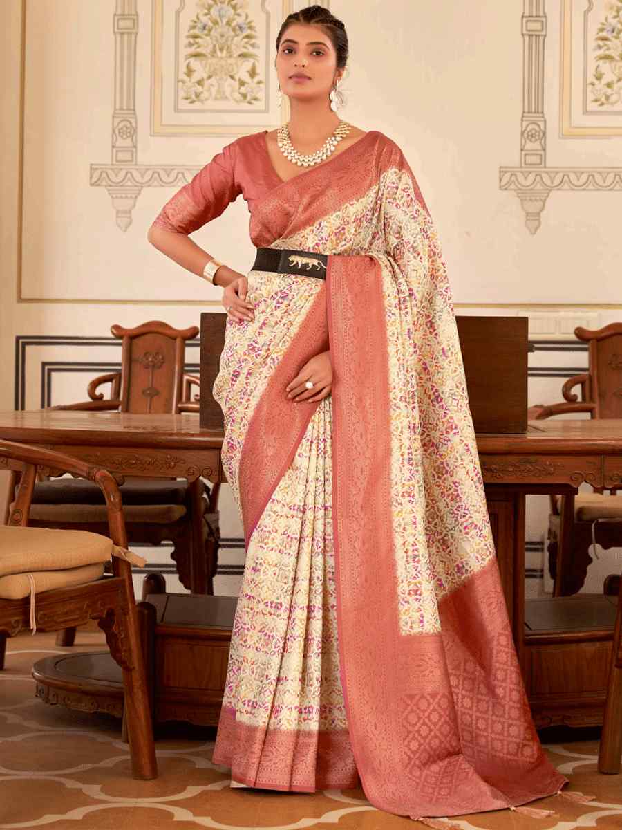 Multi Softy Nylon Handwoven Festival Wedding Heavy Border Saree