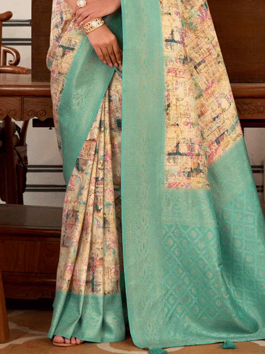 Multi Softy Nylon Handwoven Festival Wedding Heavy Border Saree