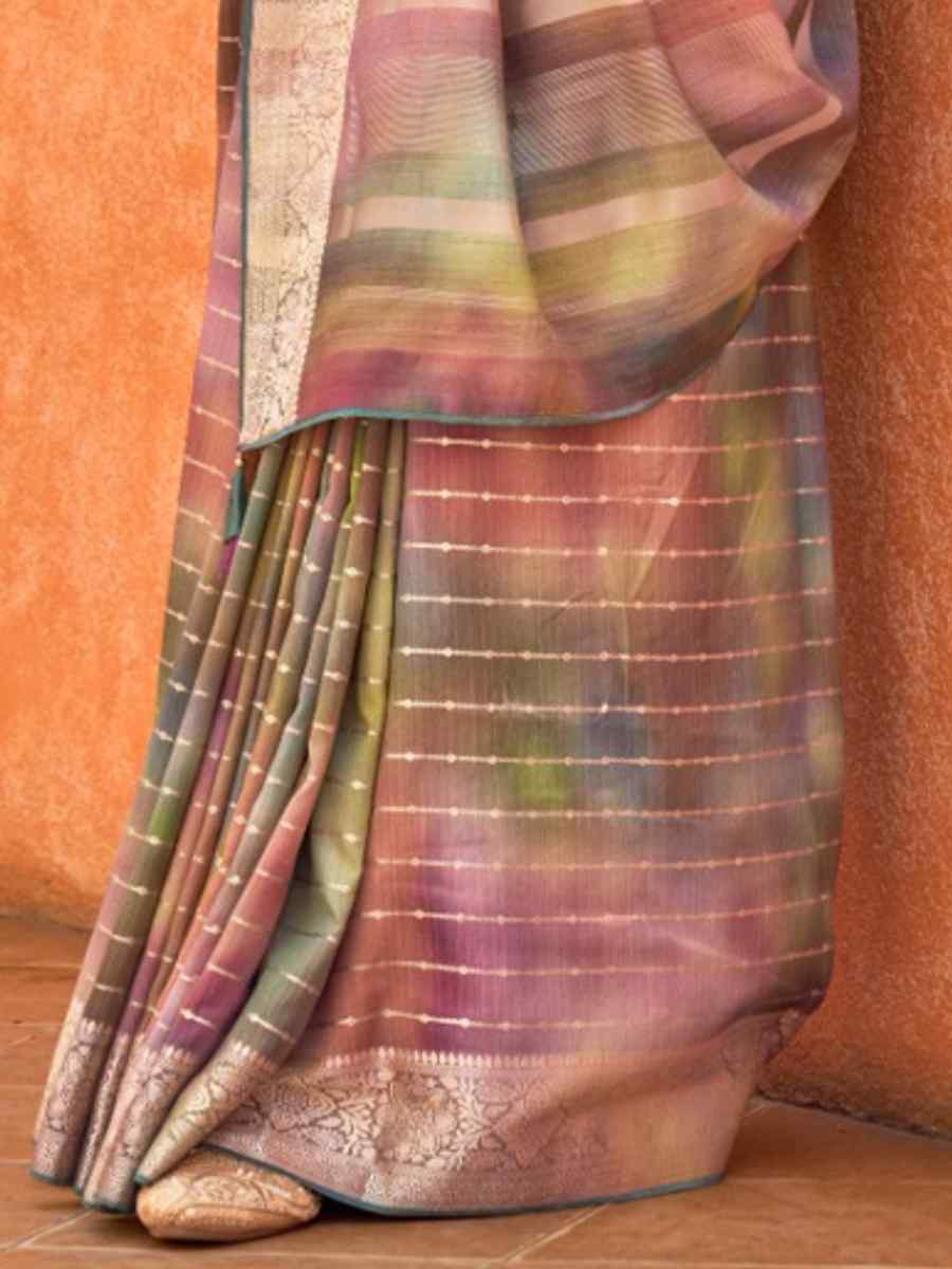 Multi Super Silk Handwoven Festival Wedding Heavy Border Saree