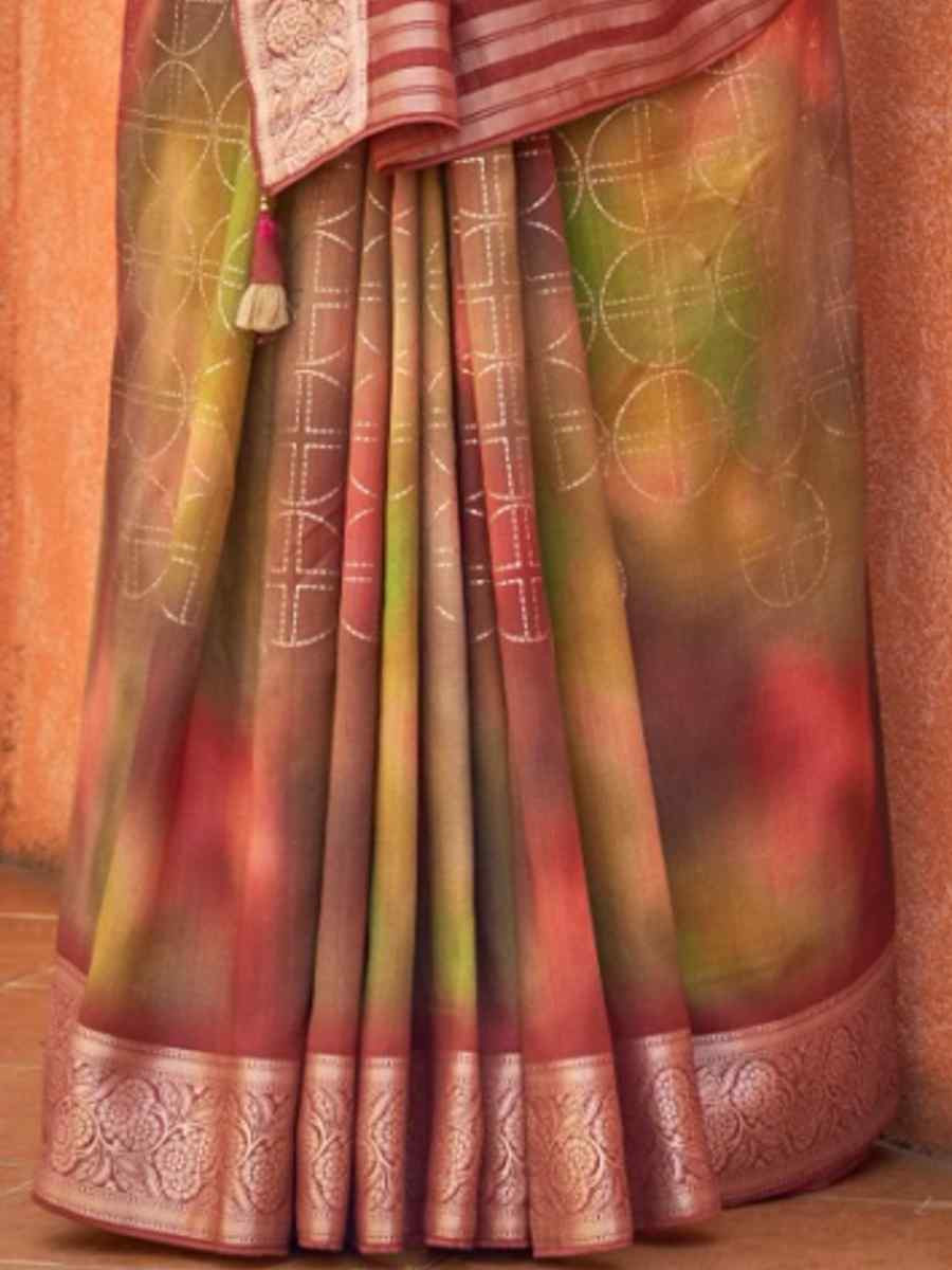 Multi Super Silk Handwoven Festival Wedding Heavy Border Saree