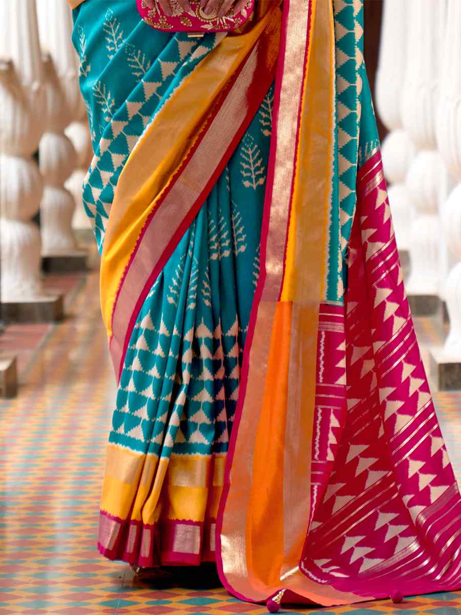 Multi Superior P V Silk Handwoven Wedding Festival Heavy Border Saree