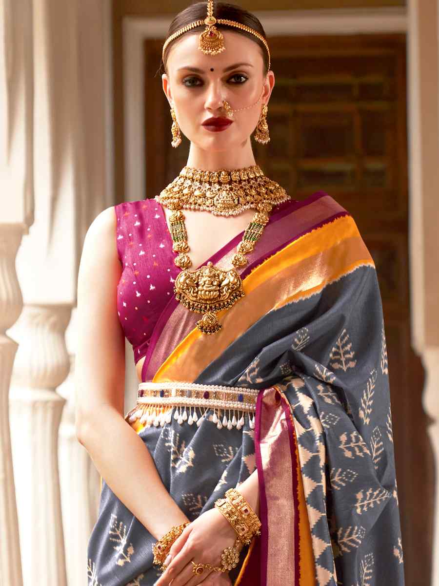 Multi Superior P V Silk Handwoven Wedding Festival Heavy Border Saree