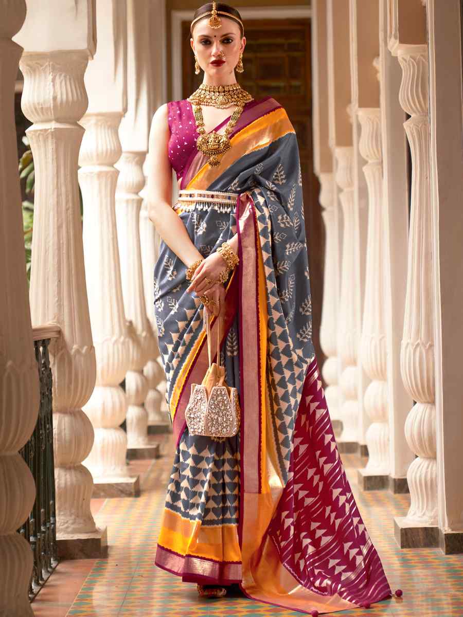 Multi Superior P V Silk Handwoven Wedding Festival Heavy Border Saree