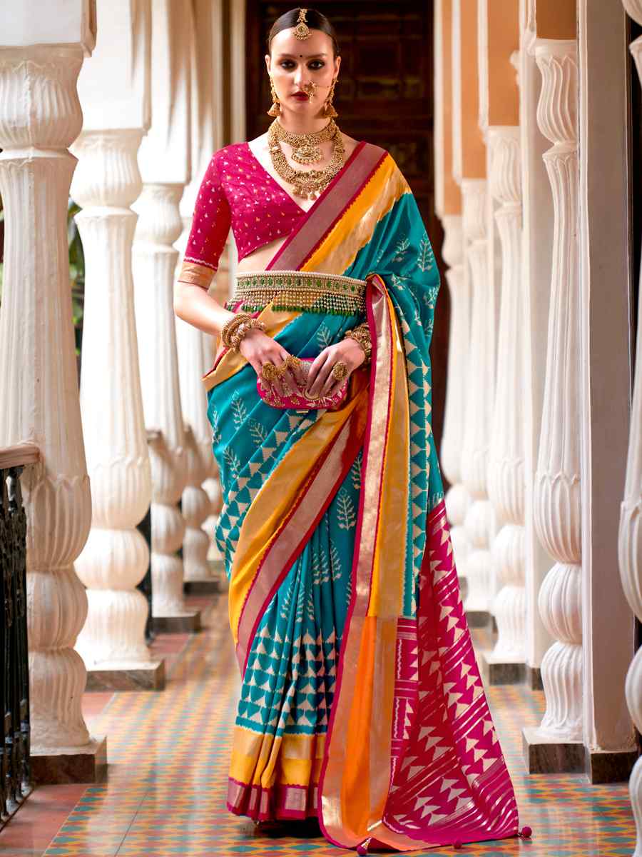 multi superior p v silk handwoven wedding festival heavy border saree 941502 l