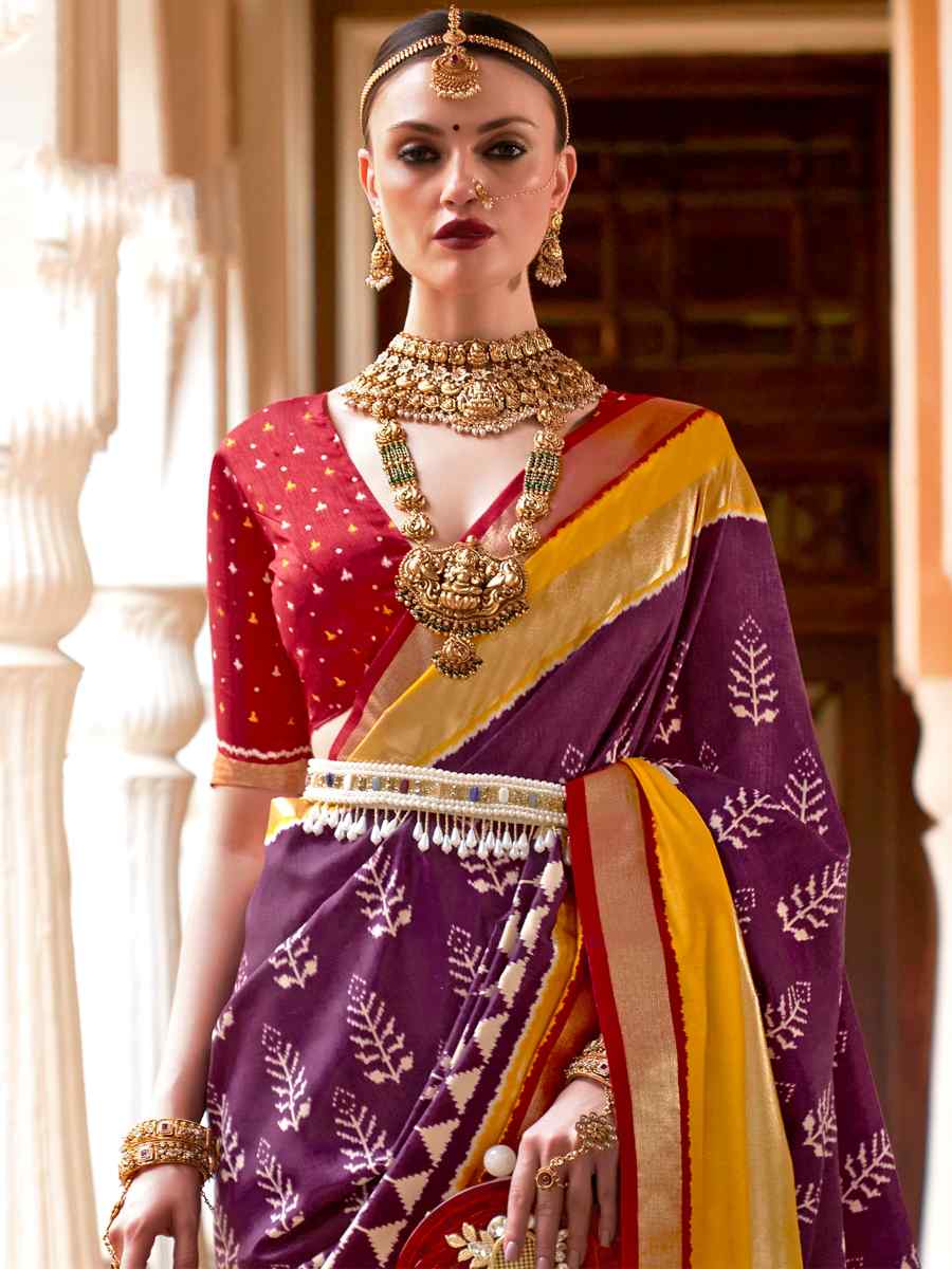 Multi Superior P V Silk Handwoven Wedding Festival Heavy Border Saree