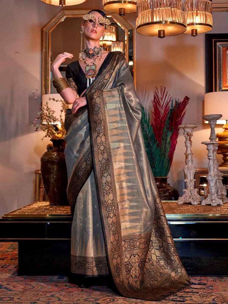 Multi Tissue Handwoven Festival Wedding Heavy Border Saree