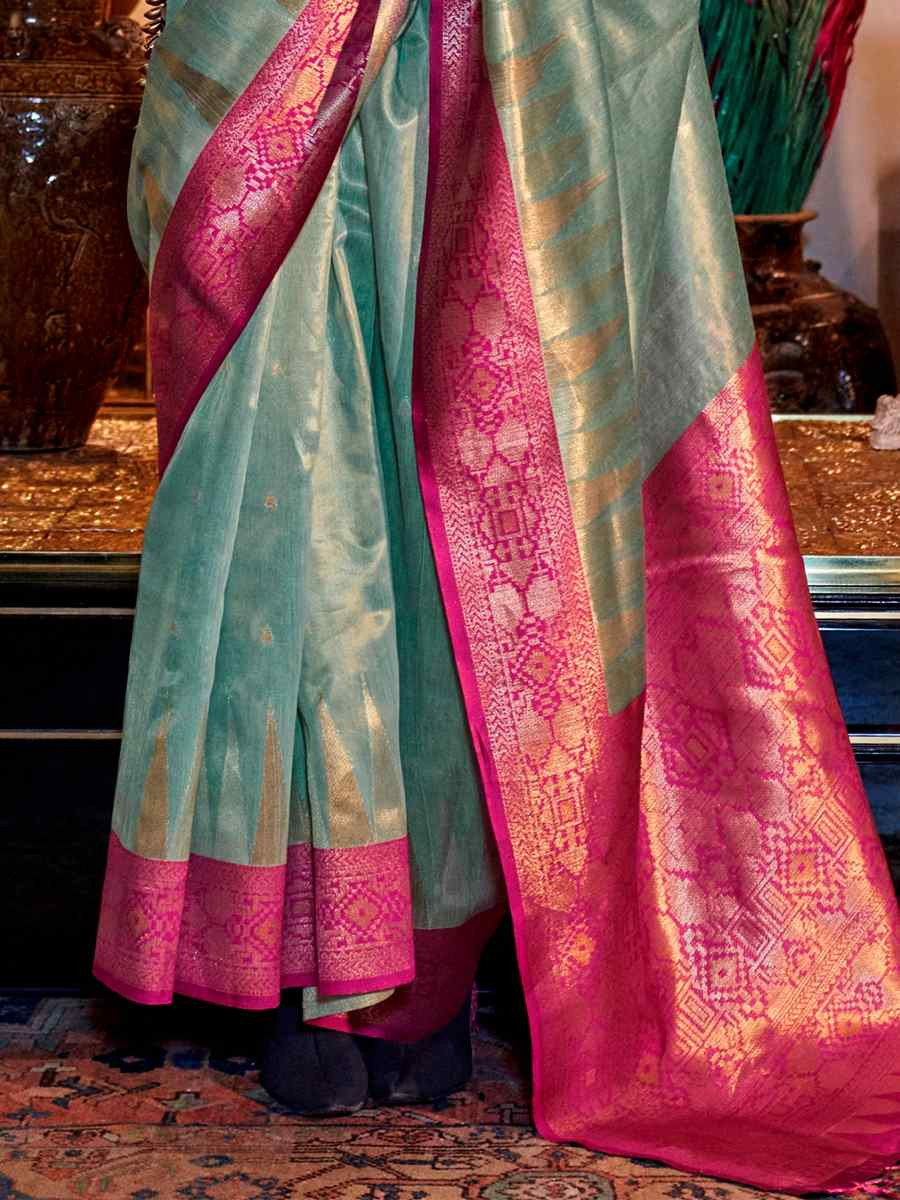 Multi Tissue Handwoven Festival Wedding Heavy Border Saree