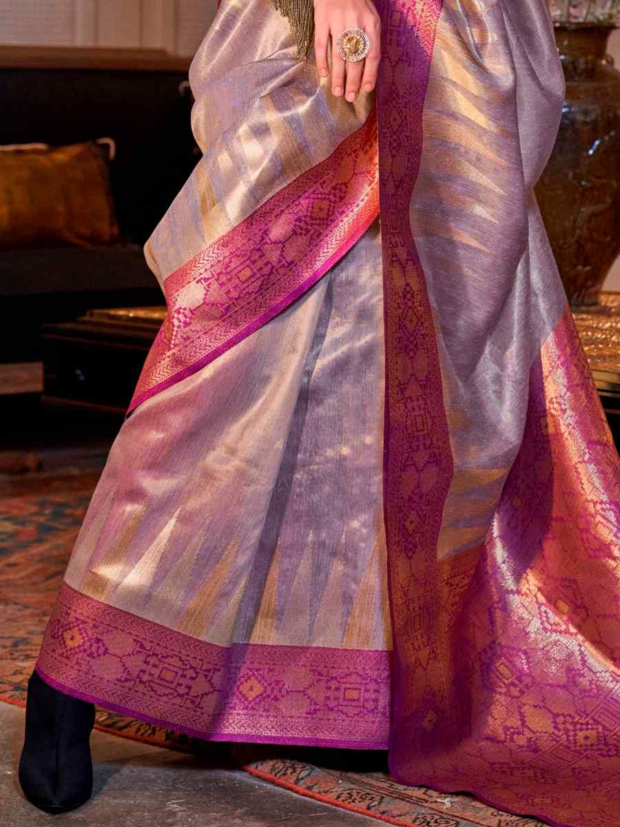 Multi Tissue Handwoven Festival Wedding Heavy Border Saree