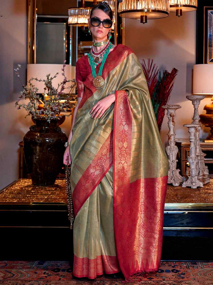 Multi Tissue Handwoven Festival Wedding Heavy Border Saree