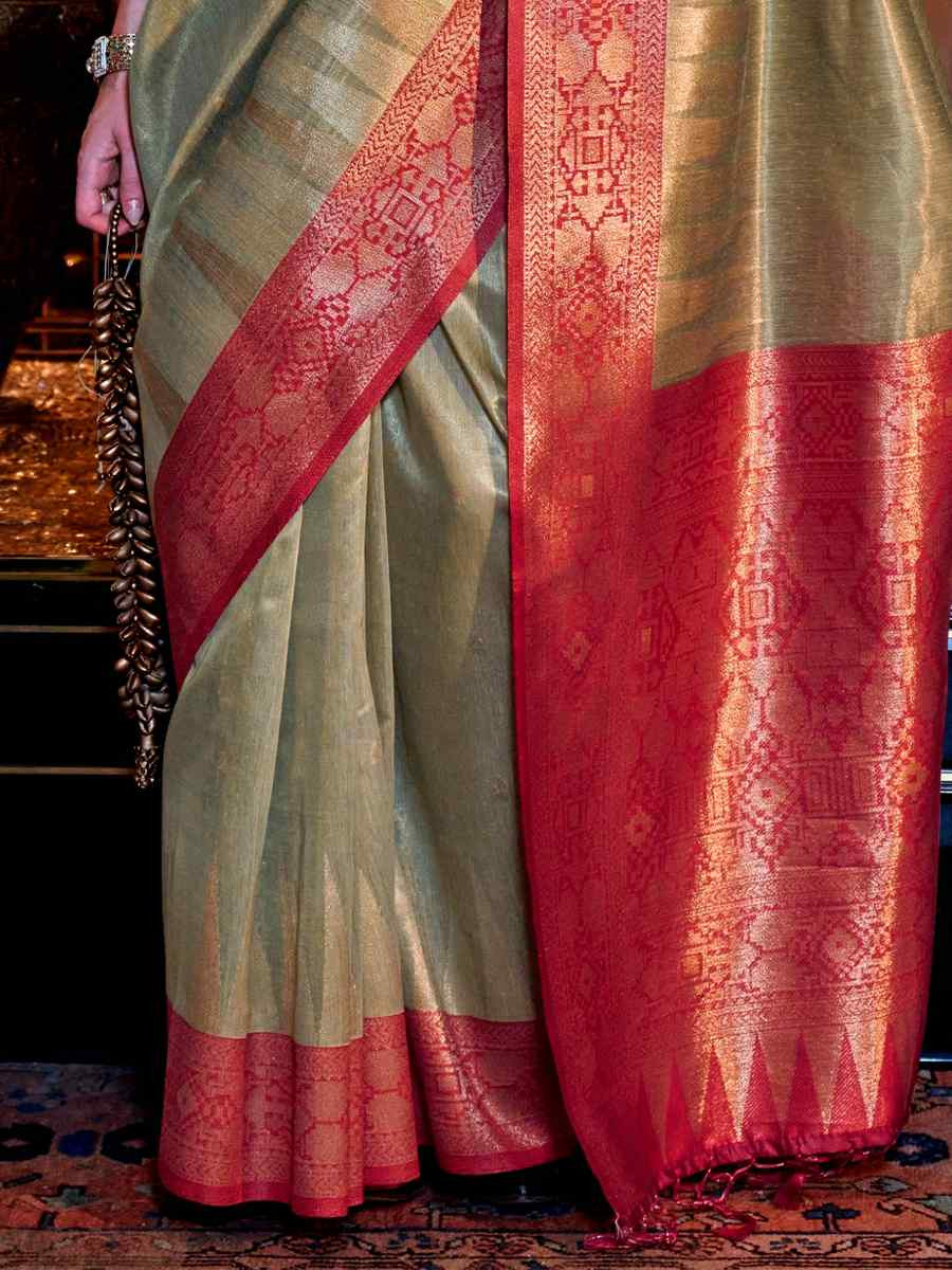 Multi Tissue Handwoven Festival Wedding Heavy Border Saree