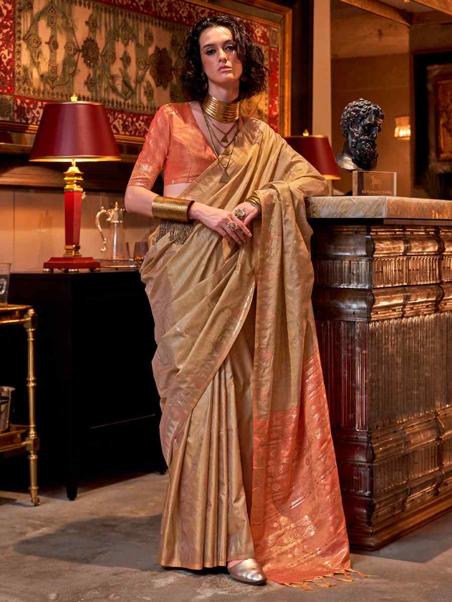 Multi Tussar Silk Handwoven Festival Casual Heavy Border Saree