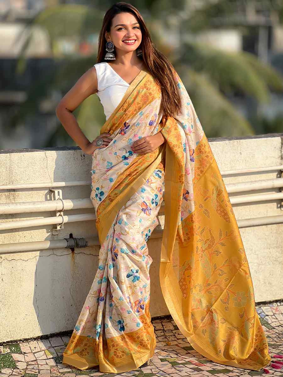 Multi Tussar Silk Handwoven Festival Casual Heavy Border Saree