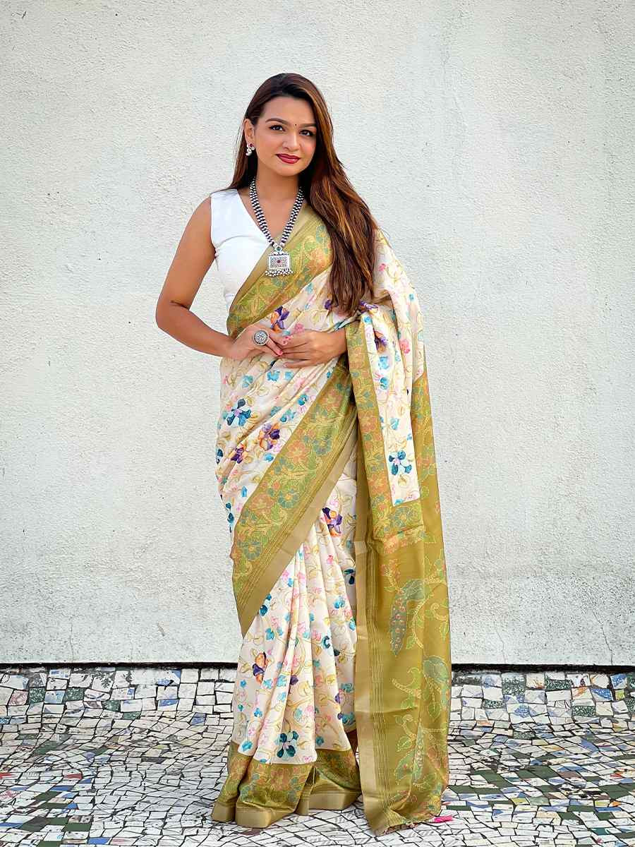 Multi Tussar Silk Handwoven Festival Casual Heavy Border Saree