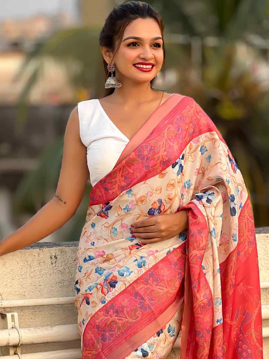 Multi Tussar Silk Handwoven Festival Casual Heavy Border Saree