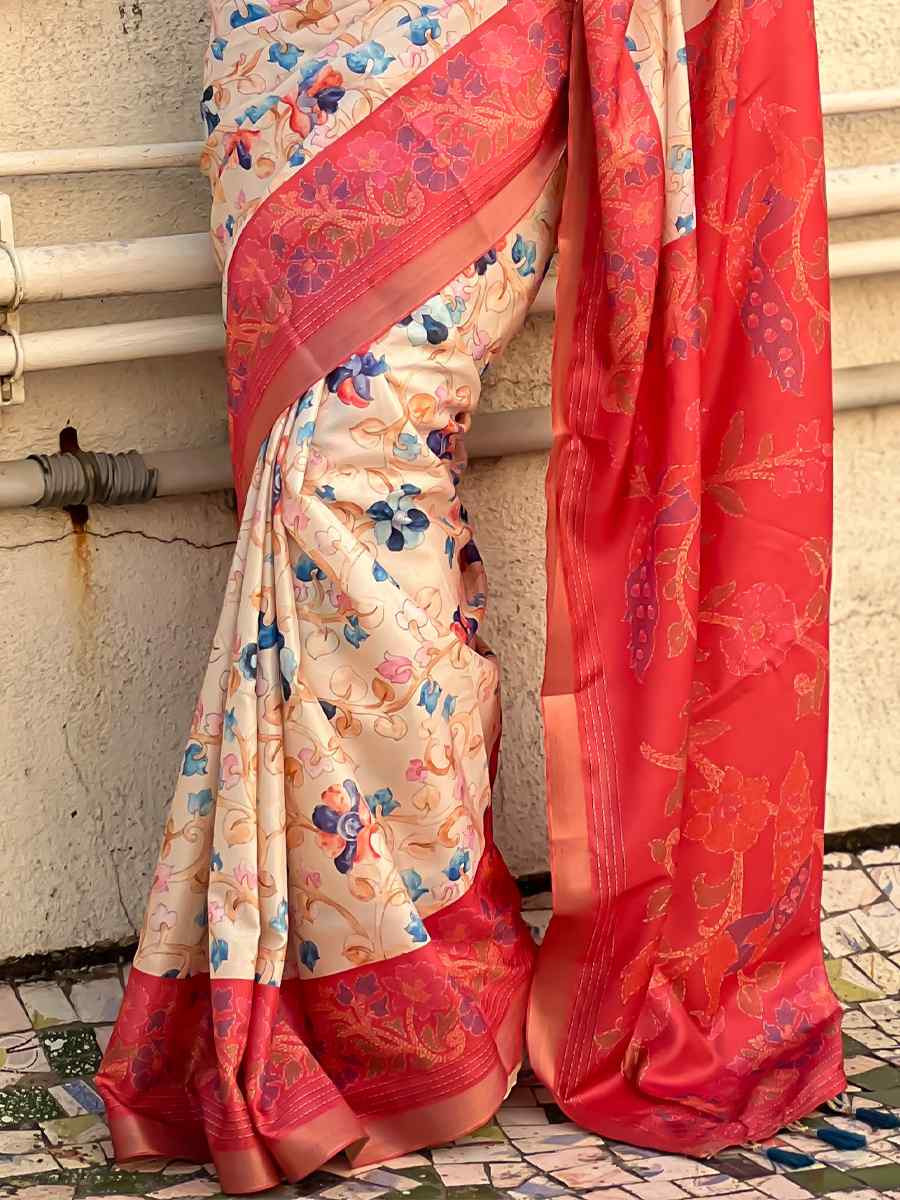 Multi Tussar Silk Handwoven Festival Casual Heavy Border Saree